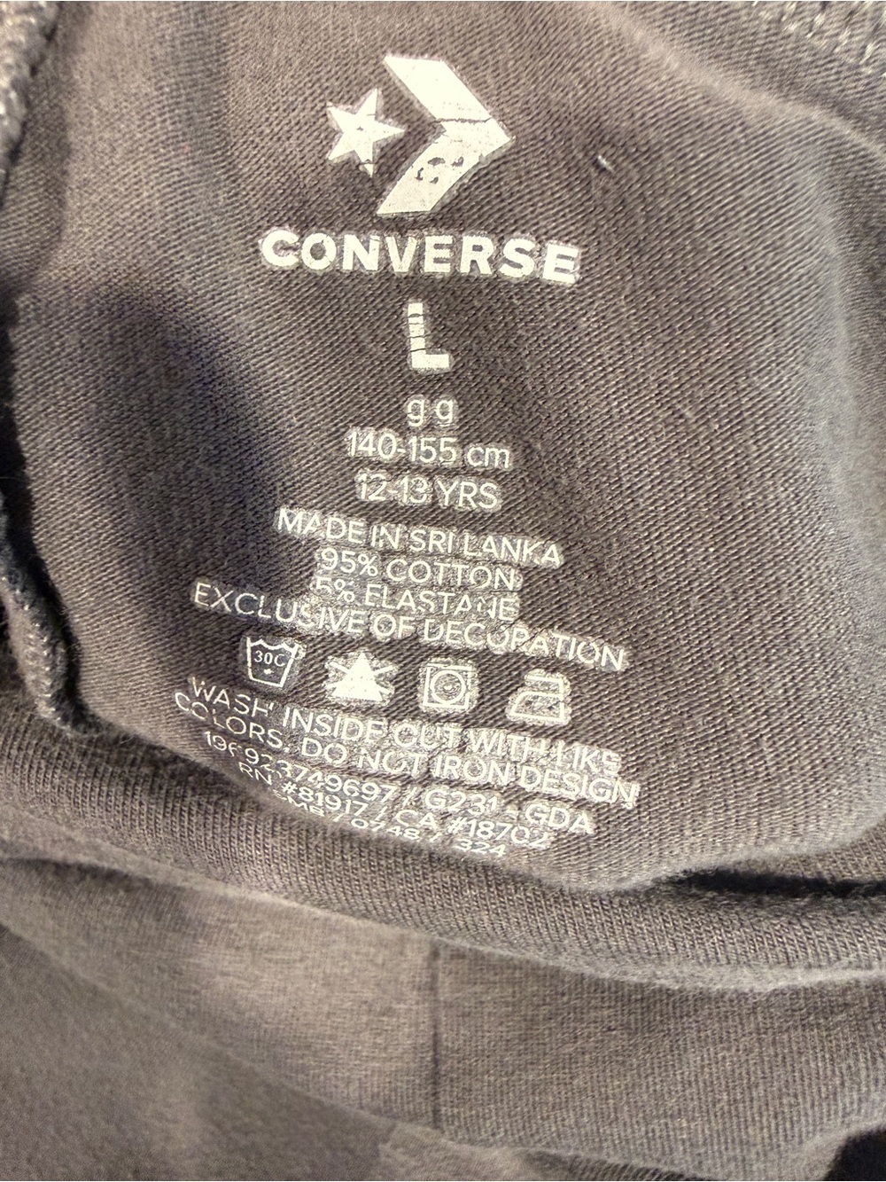 Converse All Star Girls Flare Leggings Youth Large Gray Crossover Waistband - Picture 11 of 11